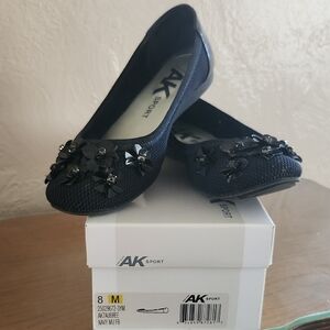 ANN KLEIN Ballet Navy Flats